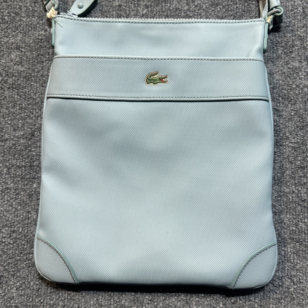 Lacoste Womens Crossbody Bag Light Blue Gray With Strap Purse - Picture 2 of 14